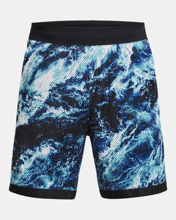 Men's Curry x Bruce Lee Lunar New Year 'Be Water' Mesh Shorts in Blue image number 4